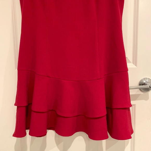 ELIZA J Dress 14P Stretch Ruffle Crepe Sheath Minidress in Berry - Picture 5 of 9